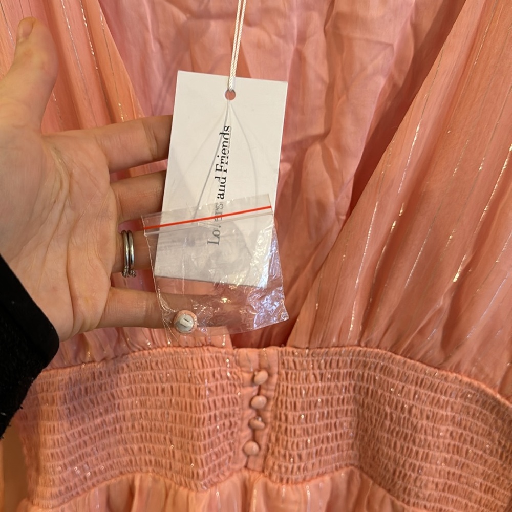 Lovers + Friends Blush Pink Deep V Tiered Mini Dress - Picture 6 of 9
